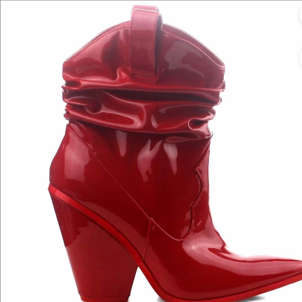 REFLECTION HIGH OFF LOVE HEELED BOOTIE-RED